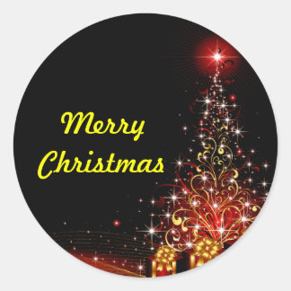 Kerst verlicht nacht Wonderland rood Ronde Sticker