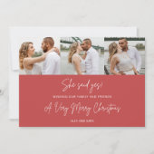 Kerst Verloving drie foto vakantie Feestdagenkaart (Voorkant)