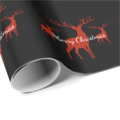 Kerst Verpakking Papier-zwart & Red Deer Cadeaupapier (Rol Hoek)