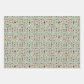 Kerst verpakkings papier plat vel set van 3 (Voorkant 2)