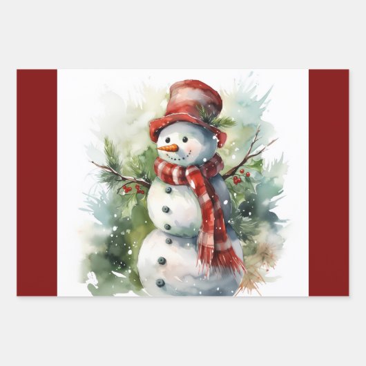 Kerst verpakkings papier plat vel set van 3 (Voorkant)