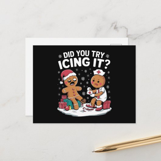 Kerst verpleegster heb je geprobeerd om het te ijs feestdagenkaart (Voorkant / Achterkant in situ)