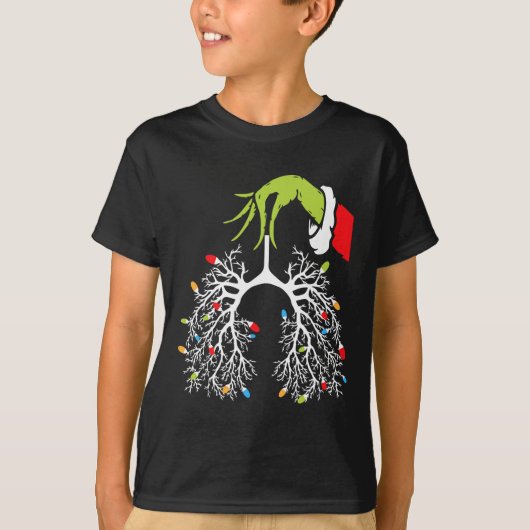 Kerst Verpleegster Long Xmas Lights Funny Pulmonol T-shirt (Voorkant)