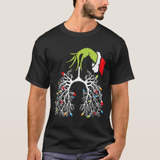 Kerst Verpleegster Long Xmas Lights Funny Pulmonol T-shirt (Voorkant)