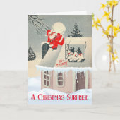 Kerst Verrassing met Santa en Fox Terriers Kaart (Gele Bloem)