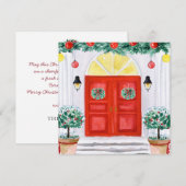 Kerst Versierd Huis Voordeur Topiary Feestdagenkaart (Voorkant / Achterkant)