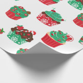 Kerst versierde cupcakes patroon cadeaupapier (Hoek)
