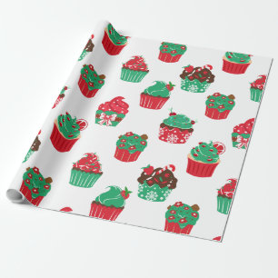 Kerst versierde cupcakes patroon cadeaupapier
