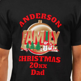 Kerst versierde familienaam bewerkbaar t-shirt