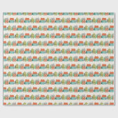 Kerst versierde huizen wit cadeaupapier (Vlak)