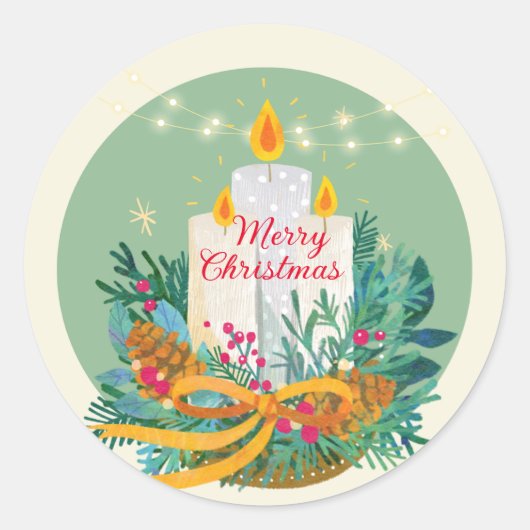 Kerst versierde kaarsen voor de zoete kerst ronde sticker (Voorkant)