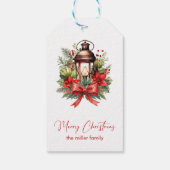 Kerst Versierde Lantaarn Prettig Kerstfeest Cadeaulabel (Achterkant)