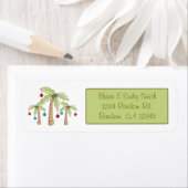 Kerst versierde palmbomen retourlabels etiket (Insitu)
