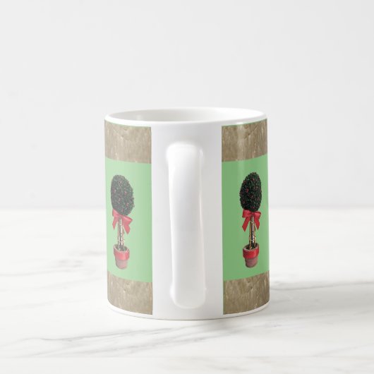 Kerst versierde topiary bomen. koffiemok (Handvat)