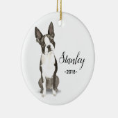 Kerst-versiering Boston Terrier Keramisch Ornament (Rechts)