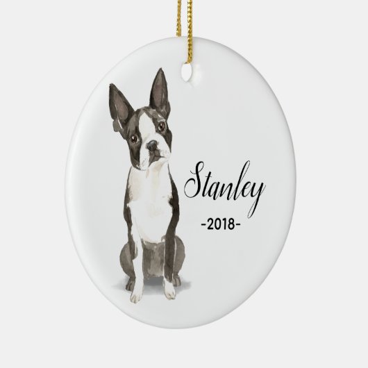 Kerst-versiering Boston Terrier Keramisch Ornament (Rechts)