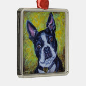 Kerst-versiering Boston Terrier Metalen Ornament (Rechts)