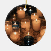 Kerst-versiering met bruisende kaars keramisch ornament (Voorkant)