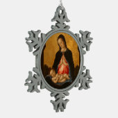 Kerst-versiering voor Madonna en Kind Tin Sneeuwvlok Ornament (Links)