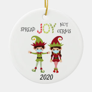Kerst verspreidt plezier niet microben Elf 2020 Keramisch Ornament