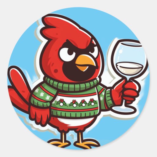 Kerst vest grappig ronde sticker (Voorkant)