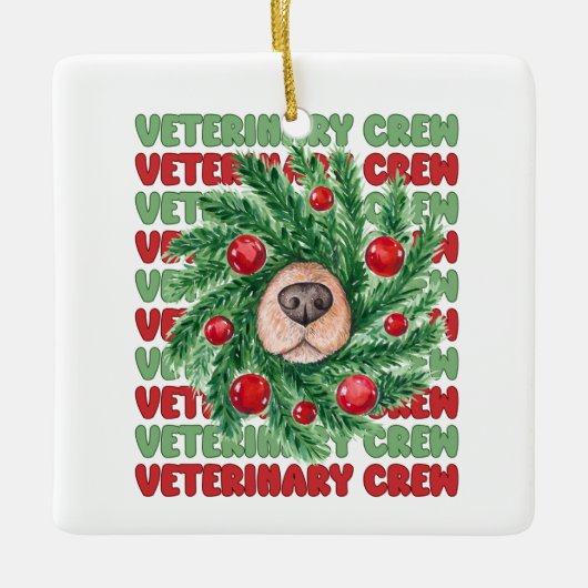 Kerst Veterinaire Crew Vet Tech Verpleegkundige Te Keramisch Ornament (Voorkant)