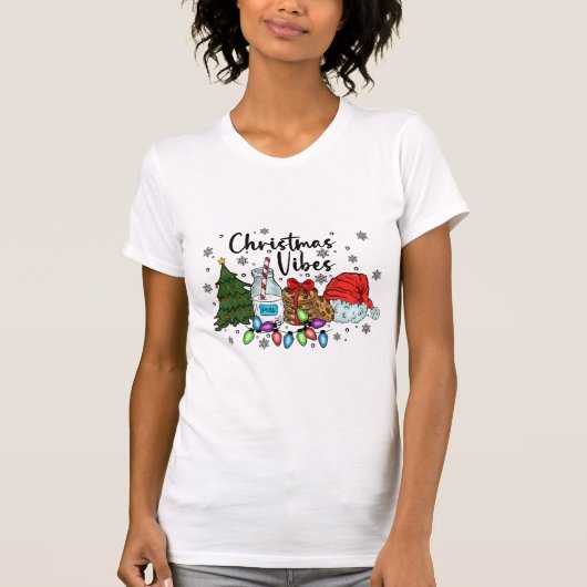 Kerst Vibes Cookies voor Santa Humorous T-shirt (Voorkant)