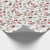 Kerst Vibes Katten Naadloos Patroon Cadeaupapier (Hoek)