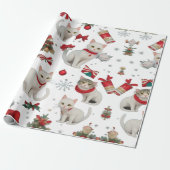 Kerst Vibes Katten Naadloos Patroon Cadeaupapier (Uitgerold)