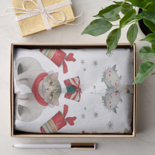 Kerst Vibes Katten Naadloos Patroon Tissuepapier (Geschenk)