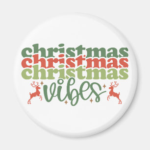 Kerst Vibes Retro Groovy Kerst Feestdagen Magneet