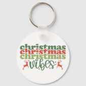 Kerst Vibes Retro Groovy Kerst Feestdagen Sleutelhanger (Voorkant)