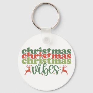 Kerst Vibes Retro Groovy Kerst Feestdagen Sleutelhanger