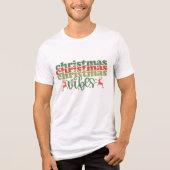 Kerst Vibes Retro Groovy Kerst Feestdagen Tri-Blend Shirt (Voorkant)