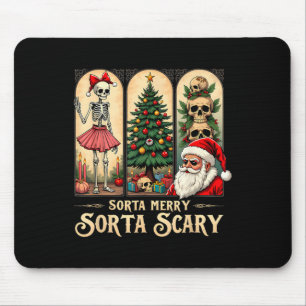 Kerst Vibes Skelet Sorta Merry Sorta Scary Muismat
