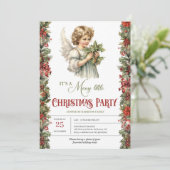 Kerst Victoriaans Engel met holly berry Kaart (Staand voorkant)