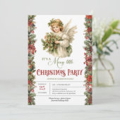 Kerst Victoriaans Engel met holly bessen feest Kaart (Staand voorkant)