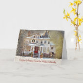 Kerst Victoriaans huis met familienaam Kaart (Gele Bloem)