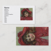 Kerst Victoriaans Kind Rood Pet Meisje Portret Ar Visitekaartje (Voorkant / Achterkant)