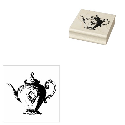 Kerst Victoriaans theepot Rubberstempel (Gestempeld)