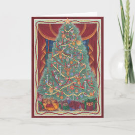 Kerst ~ Victoriaans Tree Wenskaart Feestdagen Kaart