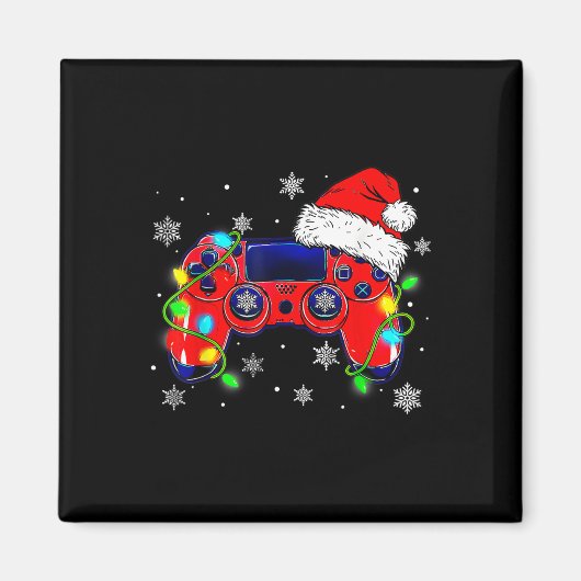 Kerst Video Game Controller Santa Hat Gamer Bo Magneet (Voorkant)