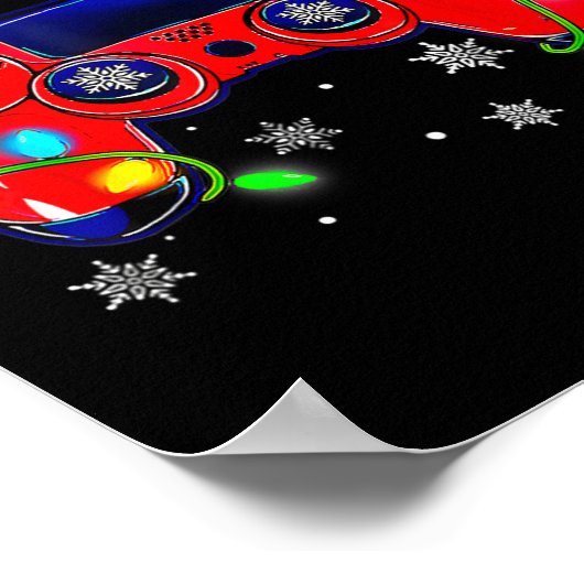 Kerst Video Game Controller Santa Hat Gamer Bo Poster (Hoek)