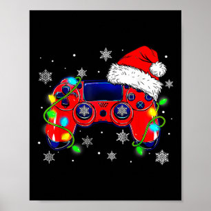Kerst Video Game Controller Santa Hat Gamer Bo Poster