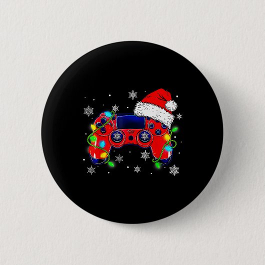 Kerst Video Game Controller Santa Hat Gamer Bo Ronde Button 5,7 Cm (Voorkant)