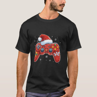 Kerst Video Game Controller Santa Hat Gamer Bo T-shirt