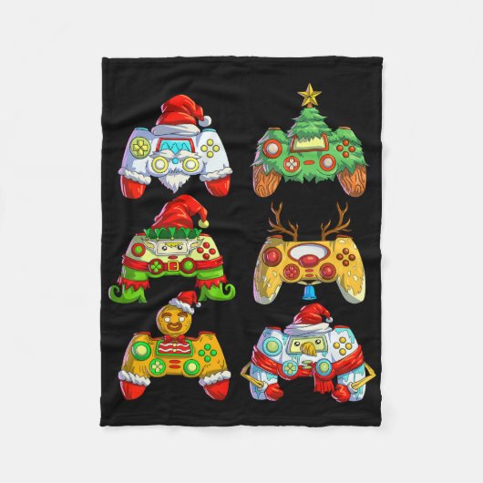 Kerst Video Game Controller Santa Hat Kerstmis Fleece Deken (Voorkant)