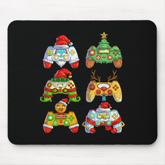 Kerst Video Game Controller Santa Hat Kerstmis Muismat (Voorkant)