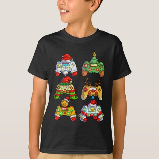 Kerst Video Game Controller Santa Hat Kerstmis T-shirt (Voorkant)