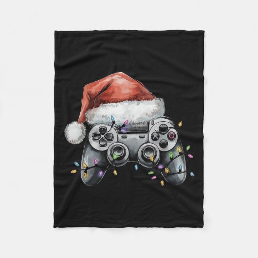 Kerst Video Gamer Controller Xmas Gaming Mannen B Fleece Deken (Voorkant)